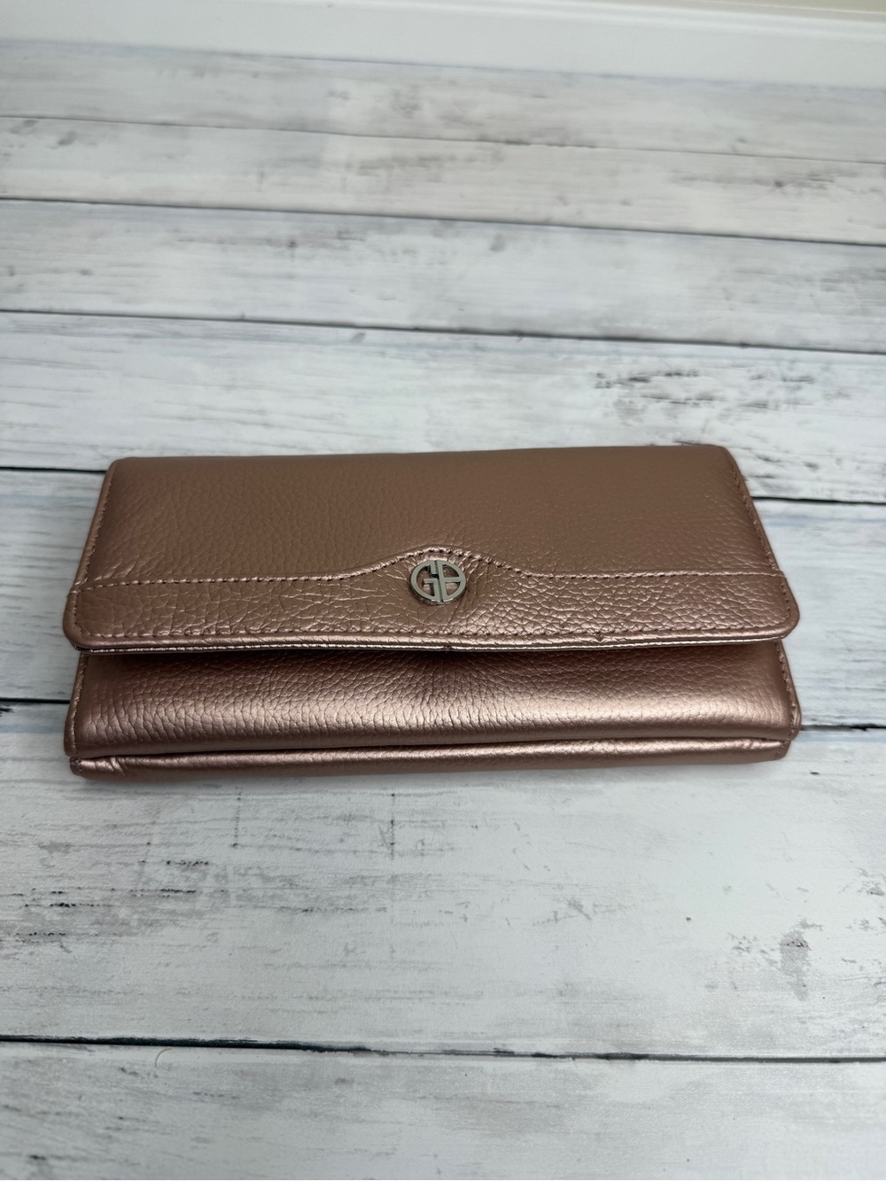 GB Metallic Rose Gold Fold-Over Wallet